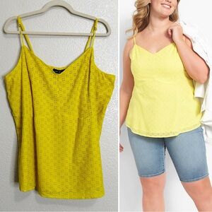 NWT Lane Bryant Classic V-neck Babydoll Eyelet Cami Tank Top, Size 20